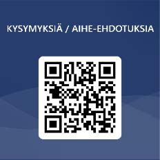 Qr-koodi, jonka yläpuolella otsikko kysymyksiä/aihe-ehdotuksia